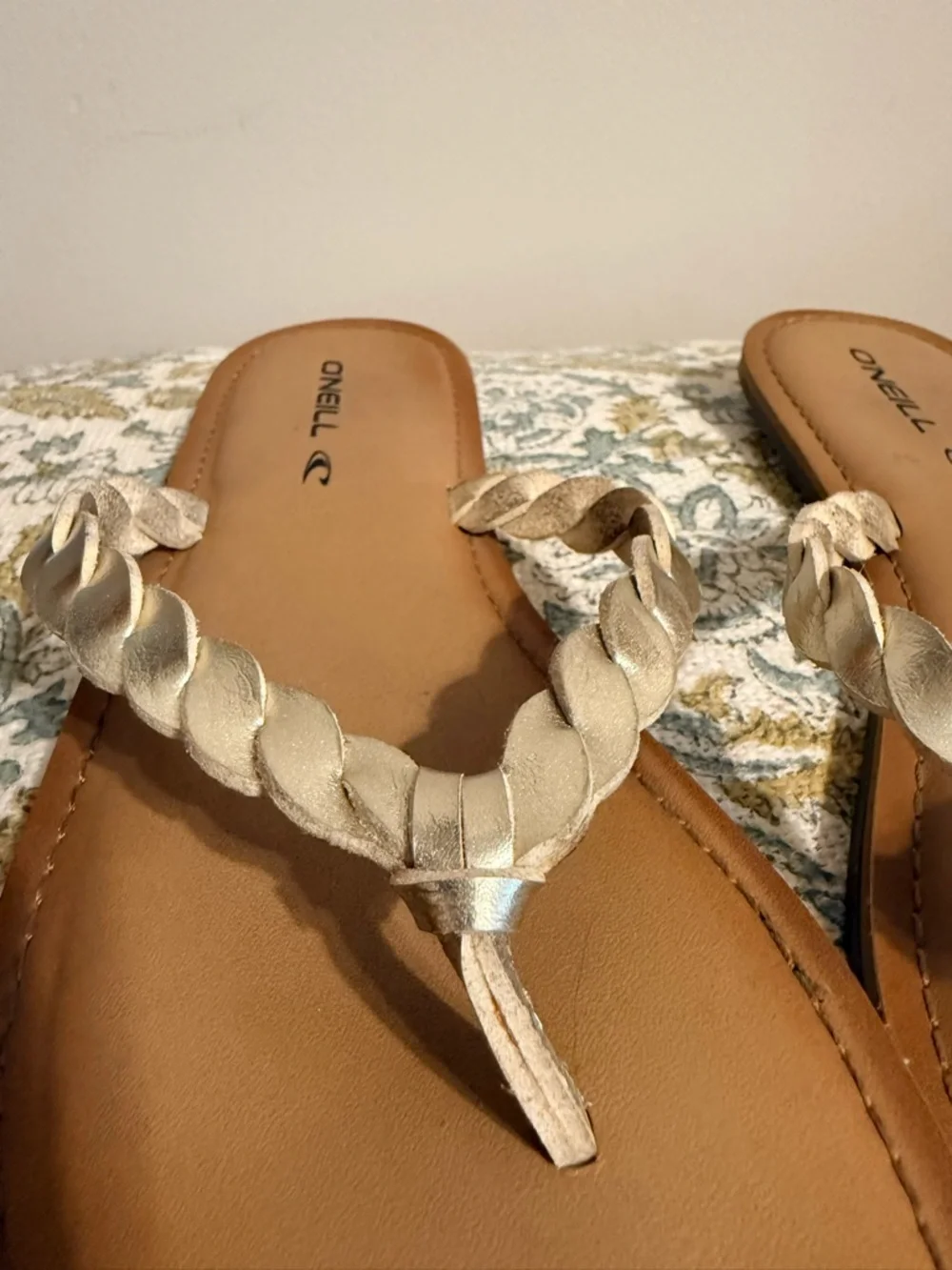 O'Neill Metallic Gold Braided Flips Flops